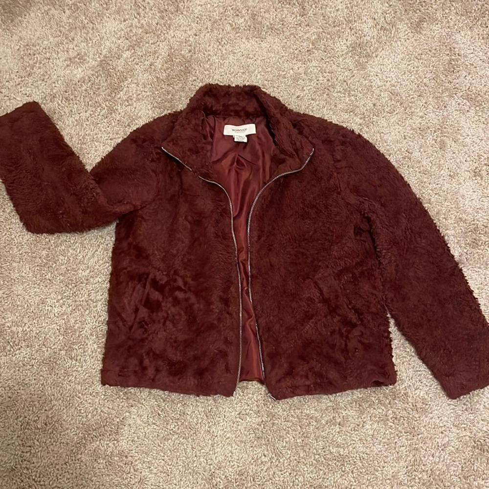 Workshop Republic Faux Fur Red Zipper Jacket